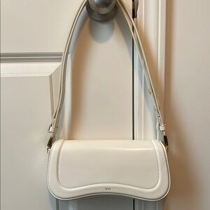 JW PEI White Minimalist Shoulder Bag with Flap Closure